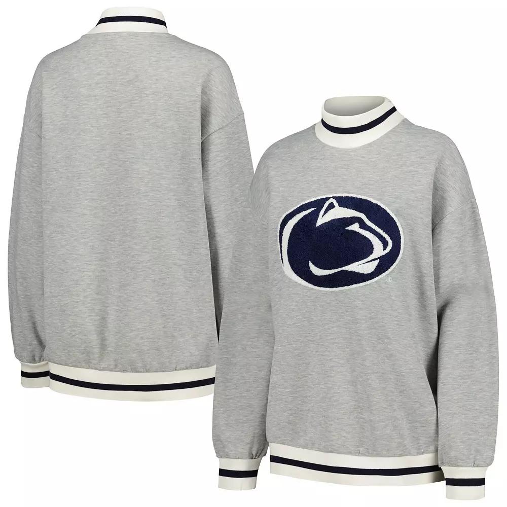 Women's Gameday Couture Ash Penn State Nittany Lions In It To Win It Sporty Mock Neck Pullover Sweatshirt, Size: 2XL, Black Product Image