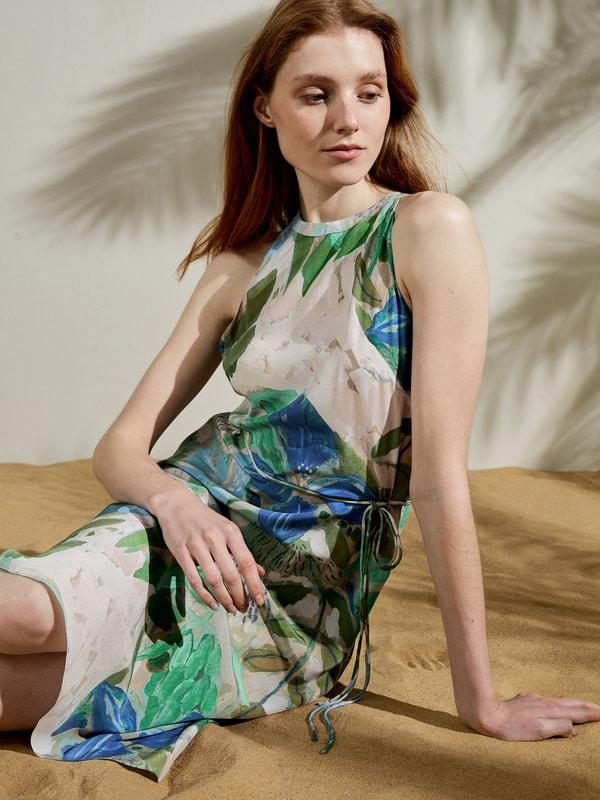 Praslin Halter Neck Silk Dress Product Image