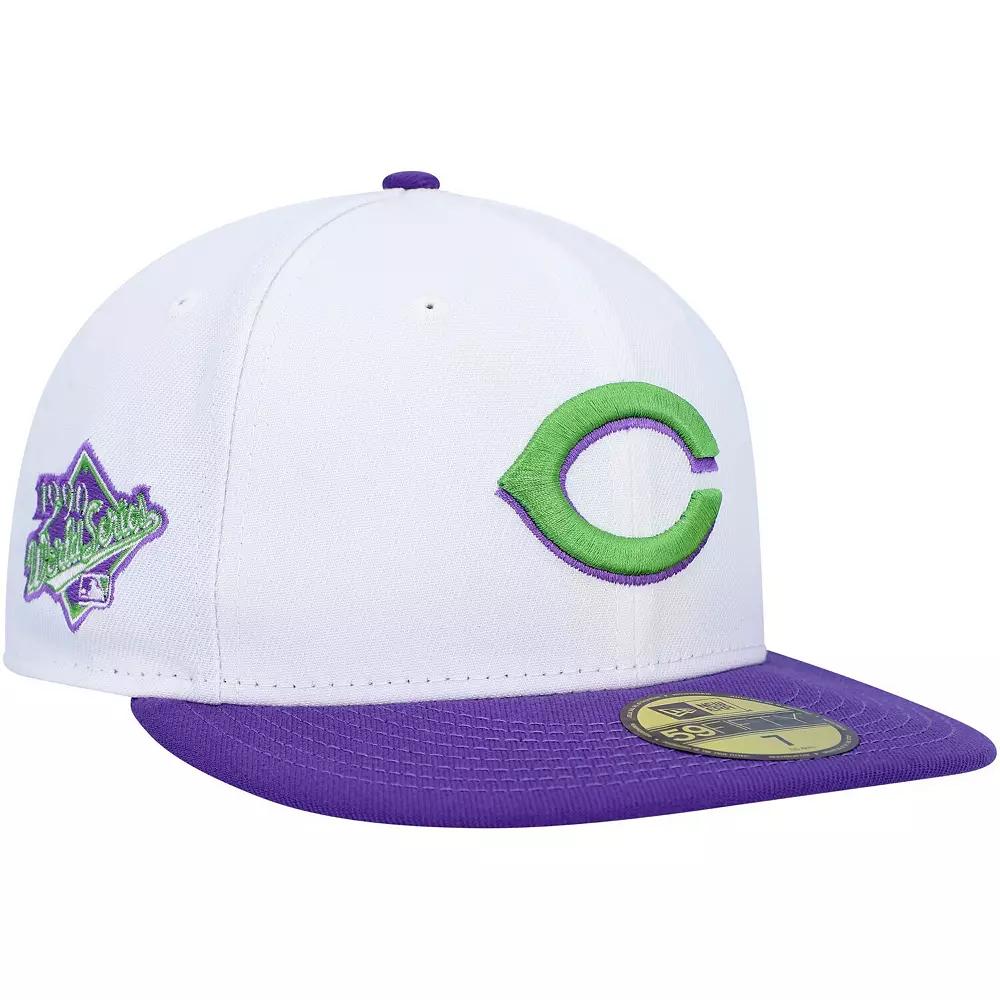 Men's New Era White Cincinnati Reds 1990 World Series Side Patch 59FIFTY Fitted Hat,  Product Image