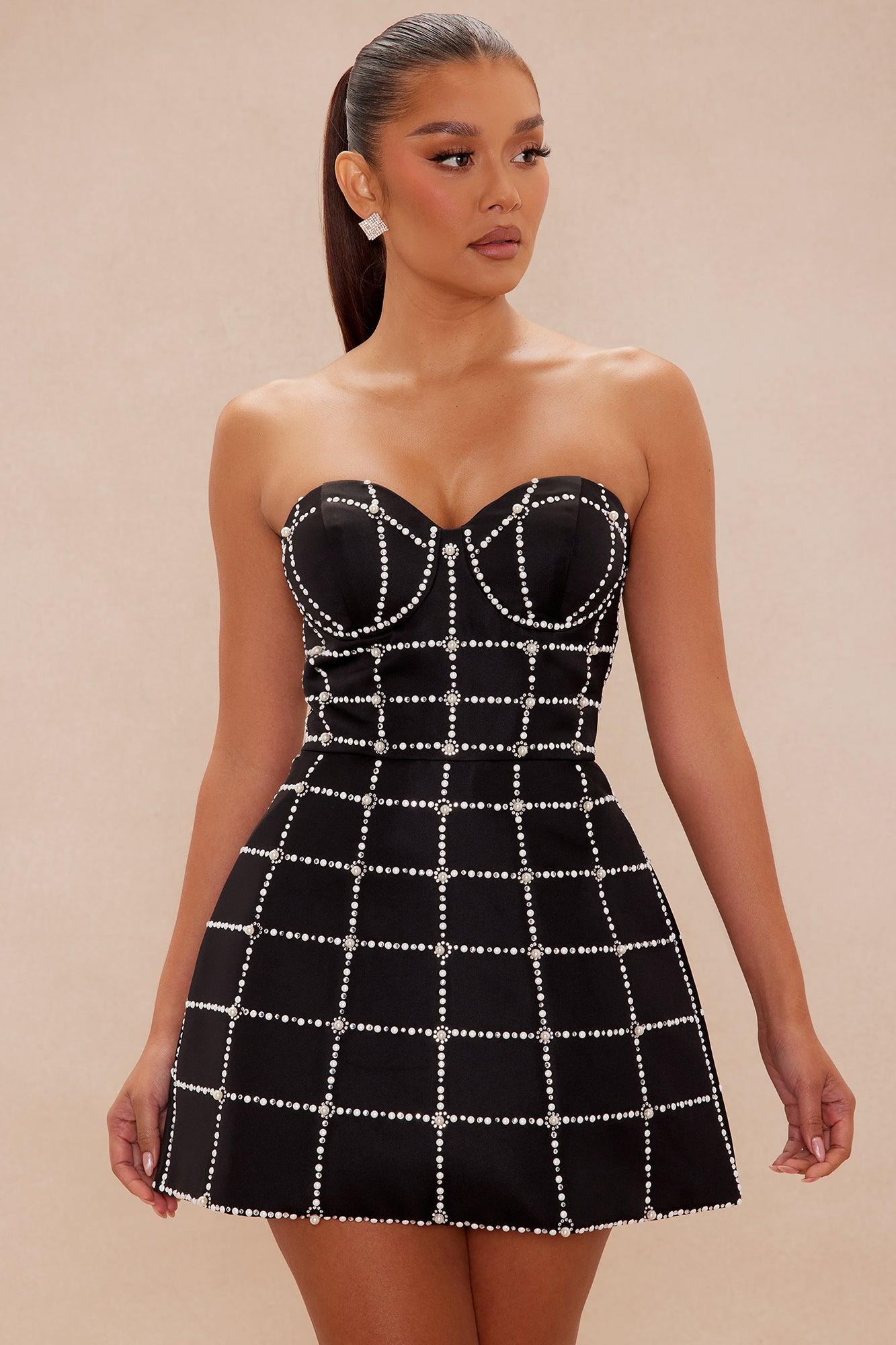 Amara Embellished Mini Dress - Black Female Product Image