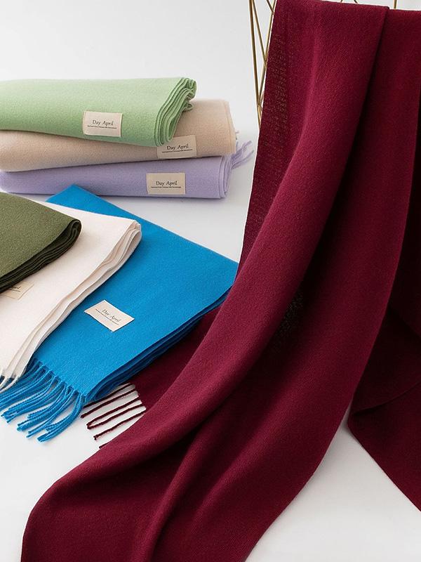 Keep Warm Solid Color Tasseled Shawl&Scarf Product Image