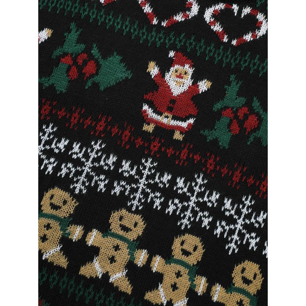 Plus Size Festive Pattern Round Neck Pullover Black Women Casual Loose Long Sleeve Round Neck Everyday Pullovers BloomChic 18-20/2X Product Image