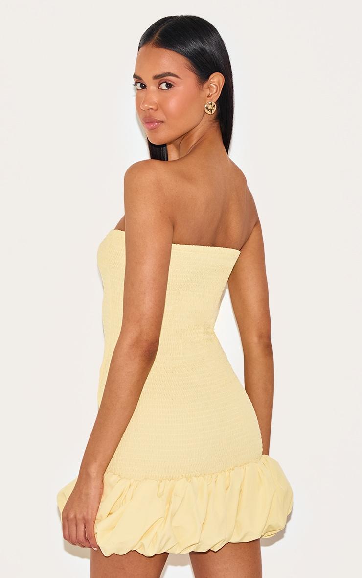 Lemon Shirred Bandeau Bodycon Dress Product Image