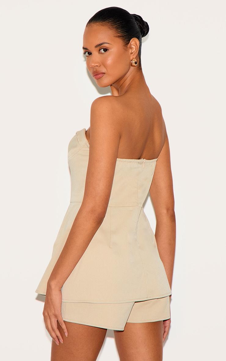 Stone Woven Bust Cup Detail Peplum Romper Product Image