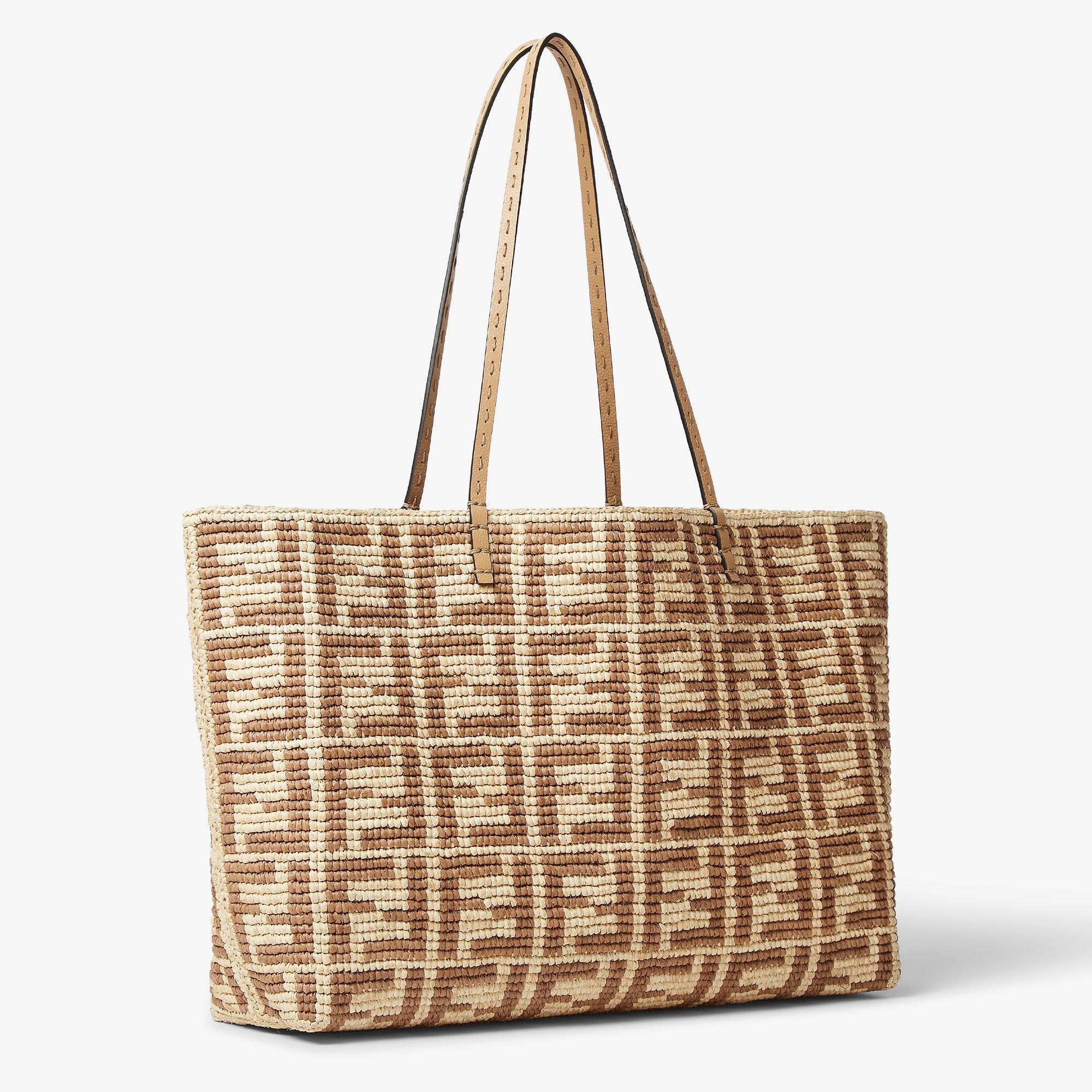 Roll LargeBeige FF raffia crochet shopper Product Image