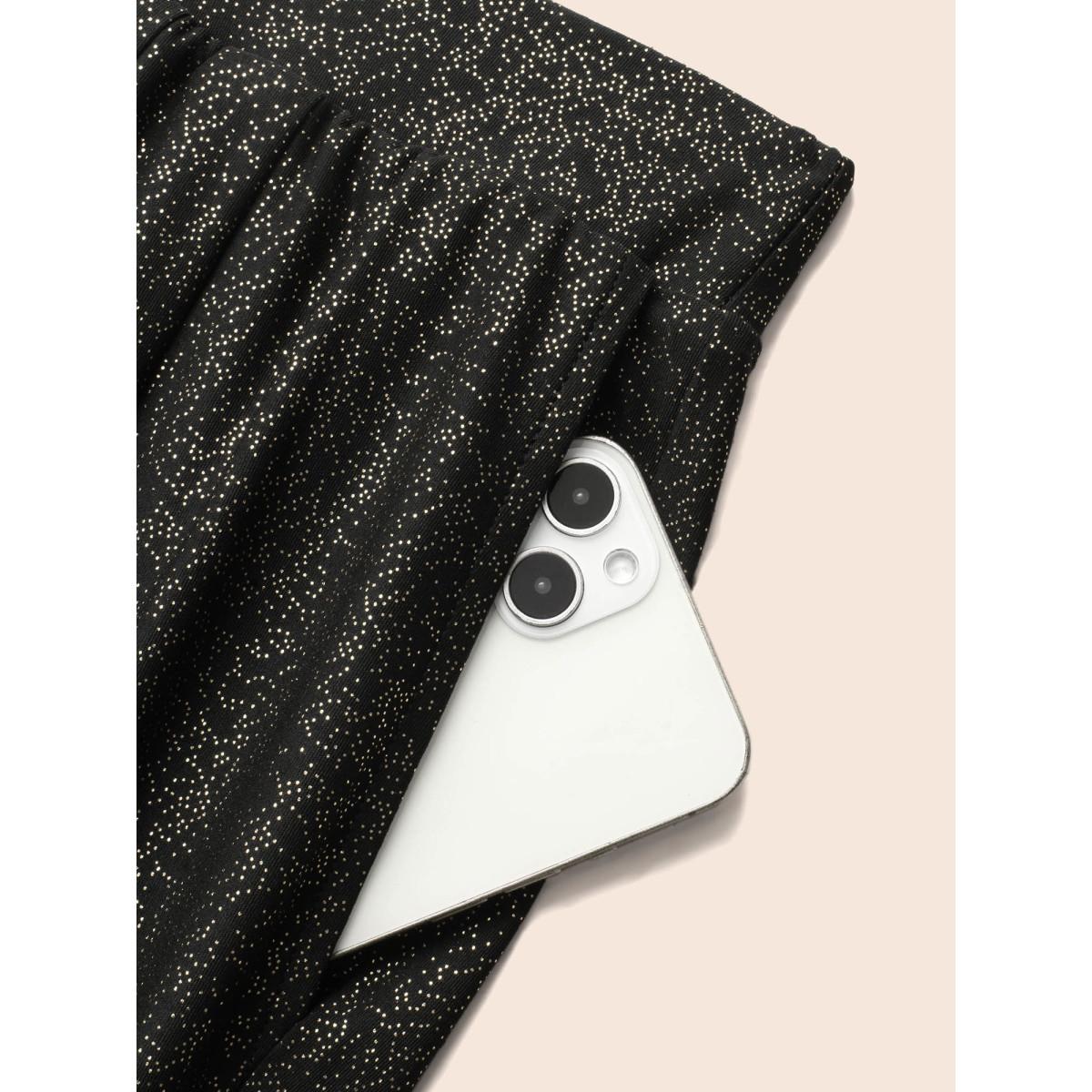 Plus Size Sequin Knit Elastic Waist Holiday Pants Women Champagne Formal Mid Rise Party Pants BloomChic 22-24/3X Product Image