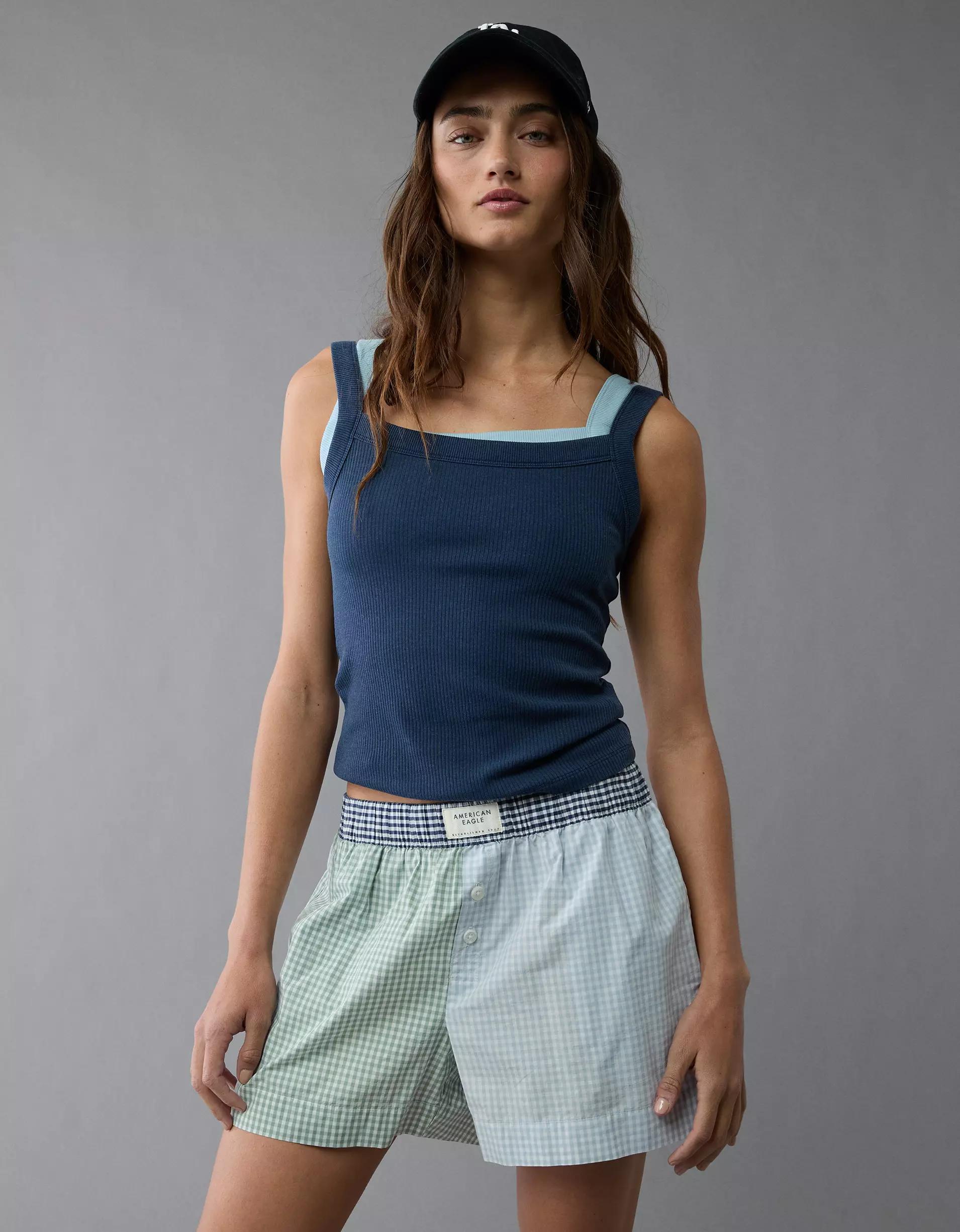 AE Gingham Colorblock Boxer Sleep Short Product Image