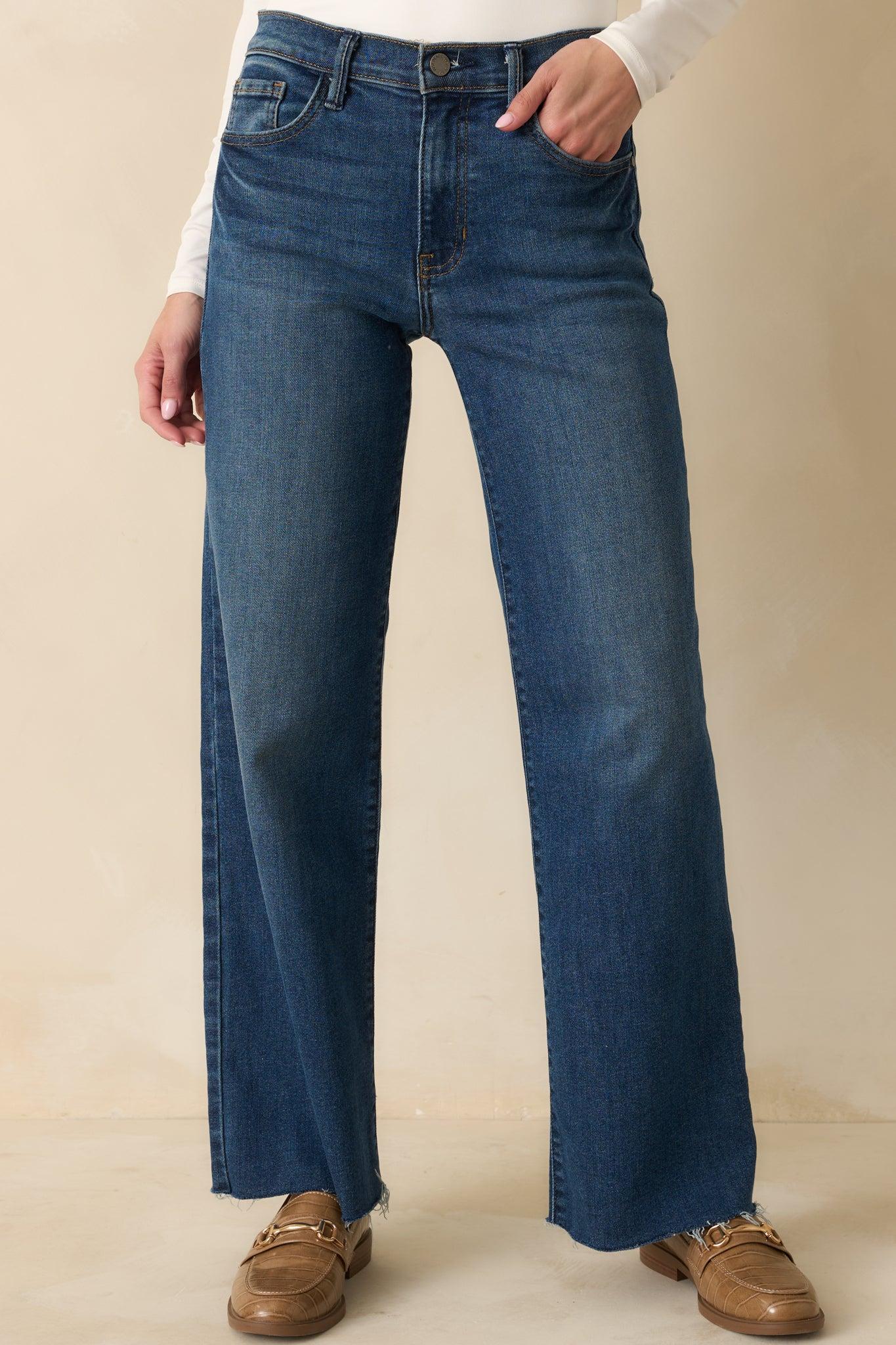 Always On Time Dark Wash Straight Leg Jeans Product Image