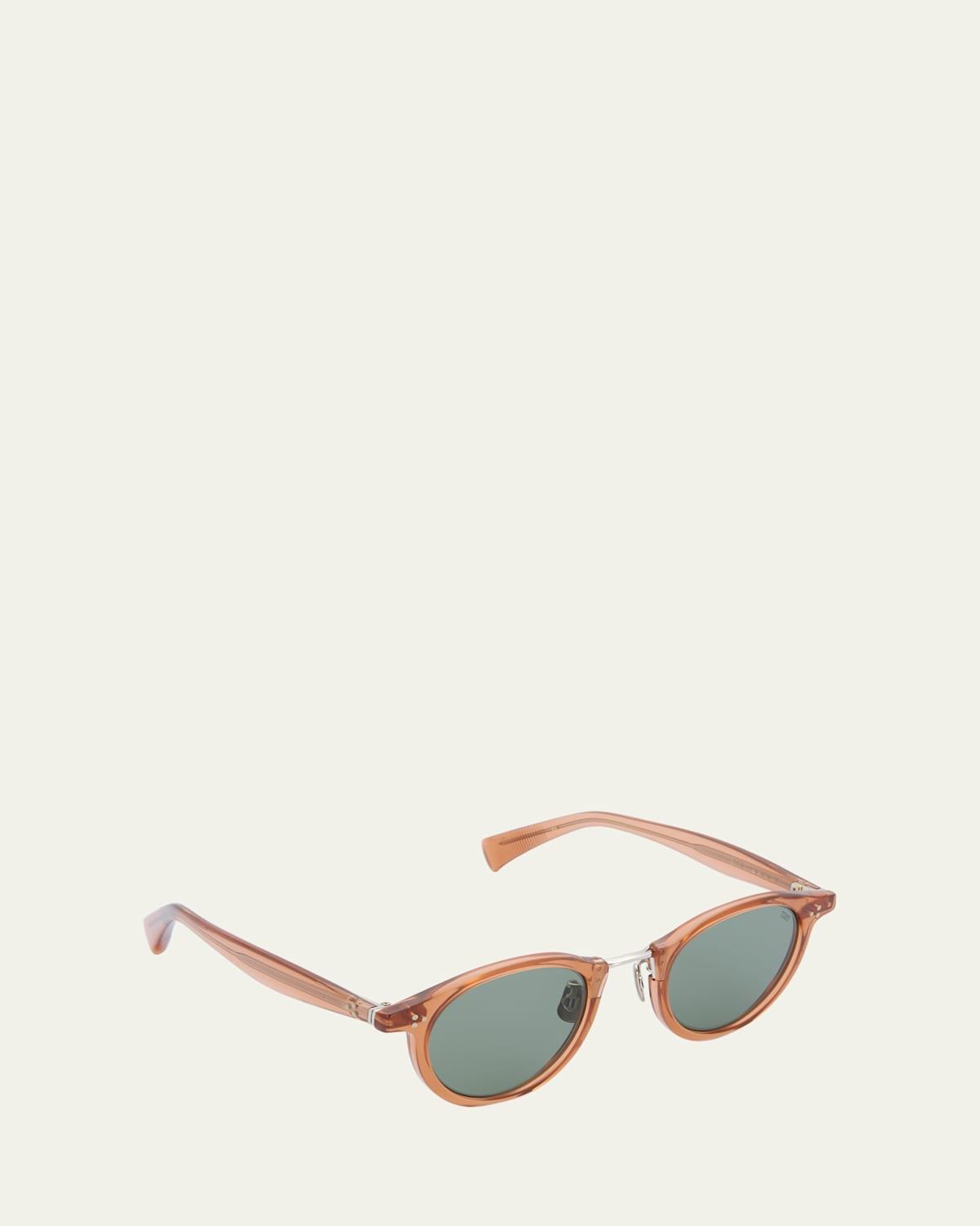 Mens 717E Round Acetate-Wrapped Metal Sunglasses Product Image