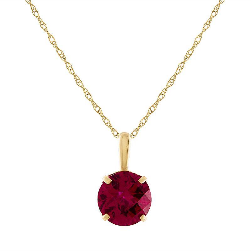 Designs by Gioelli 10k Gold Gemstone Solitaire Pendant Necklace, Women's, Size: 18", Red Product Image