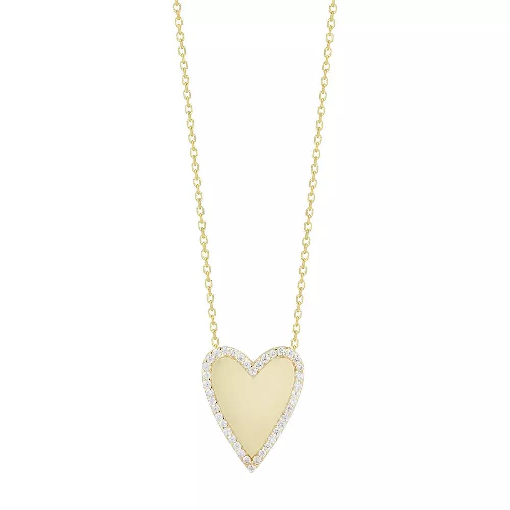 Sunkissed Sterling Cubic Zirconia Heart Halo Necklace, Women's, Gold Tone Product Image