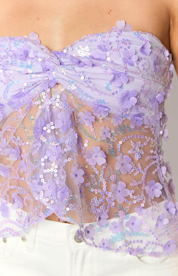 Isabella Purple Sequin Strapless Top Product Image