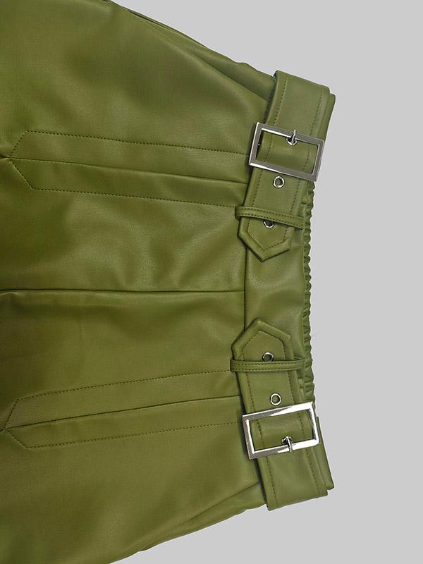 A-Line Loose Belted Solid Color Skirts Bottoms Product Image