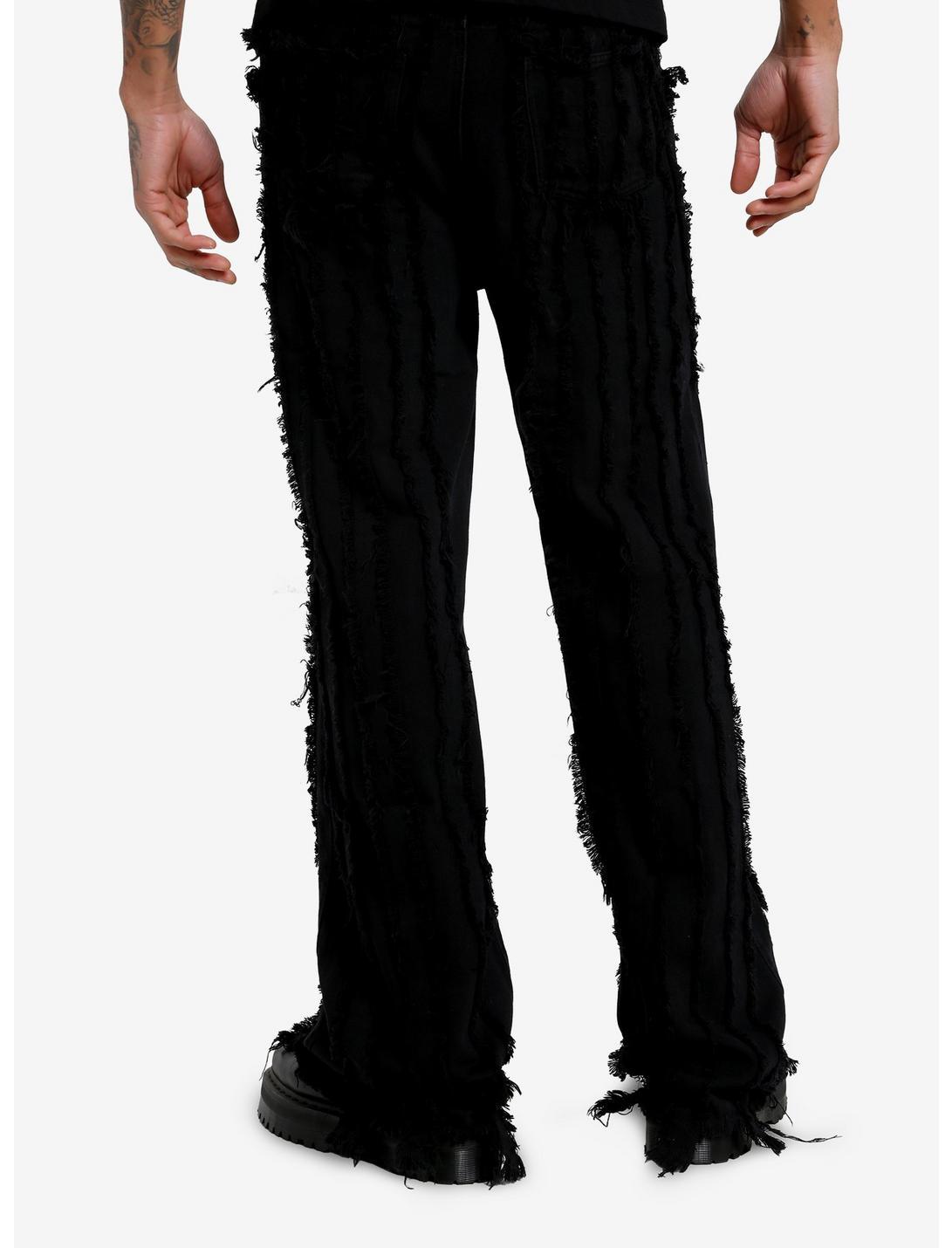 Black Frayed Patch Straight Leg Jeans Product Image