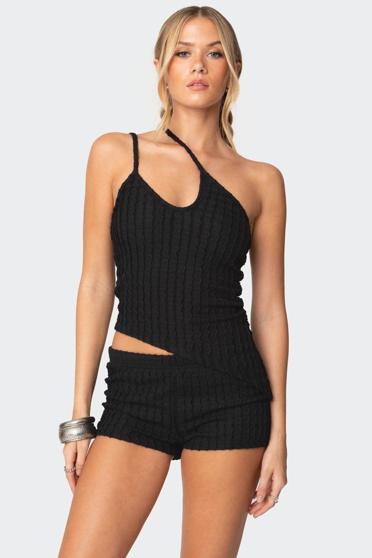 Phoebe Asymmetric Textured Knit Top Product Image