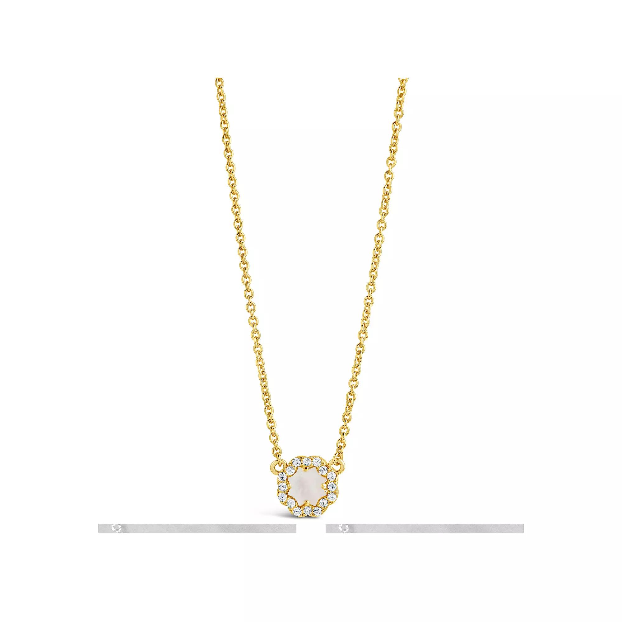 MC Collective Cubic Zirconia Bezel Rose Petal Pendant Necklace, Women's, Size: 16-18" ADJ, Gold Tone White Product Image