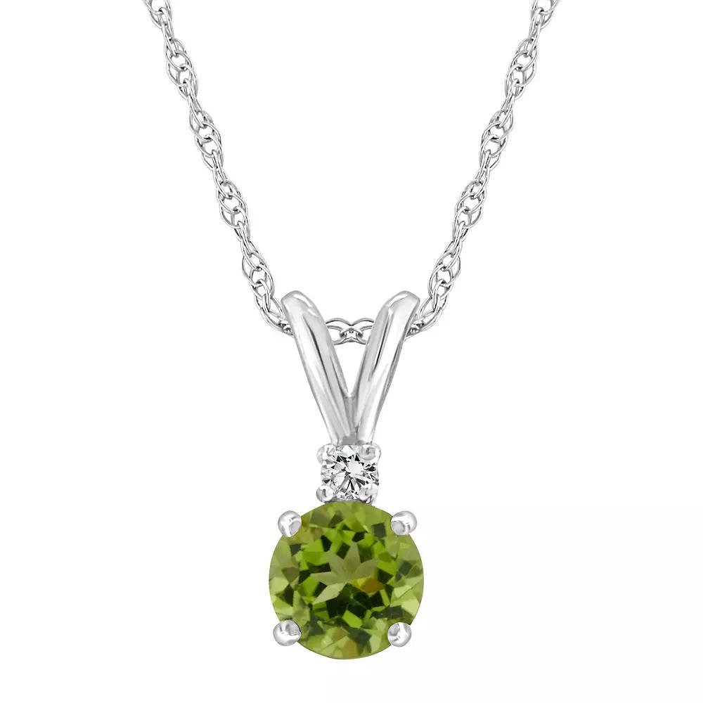 Celebration Gems 14k Gold Peridot & Diamond Accent Pendant Necklace, Women's,  Product Image