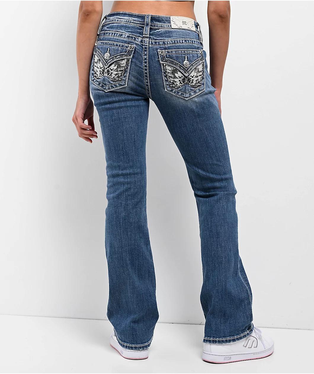Miss Me Angellica Butterfly Medium Wash Bootcut Jeans Product Image