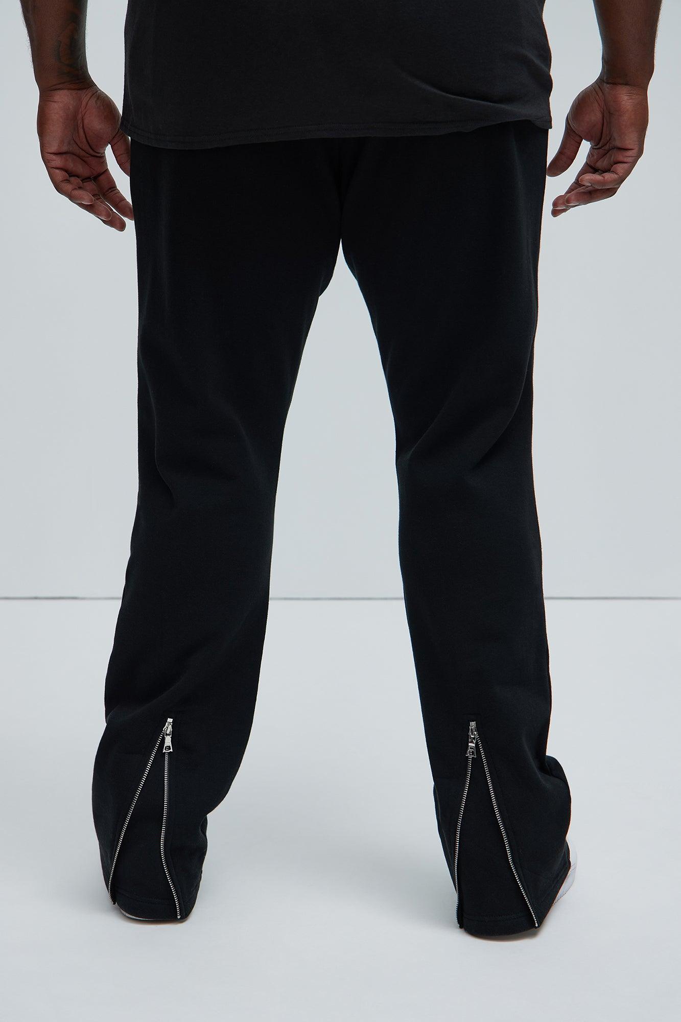 Tyson Back Zipper Skinny Flared Sweatpants - Black Product Image