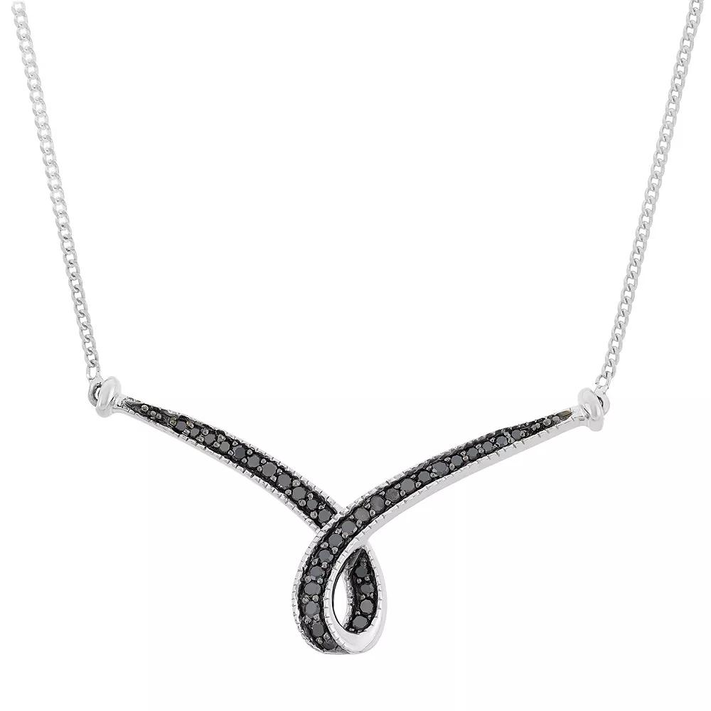 1/4 Carat T.W. Black Diamond Sterling Silver Ribbon Necklace, Women's, Size: 18" Product Image