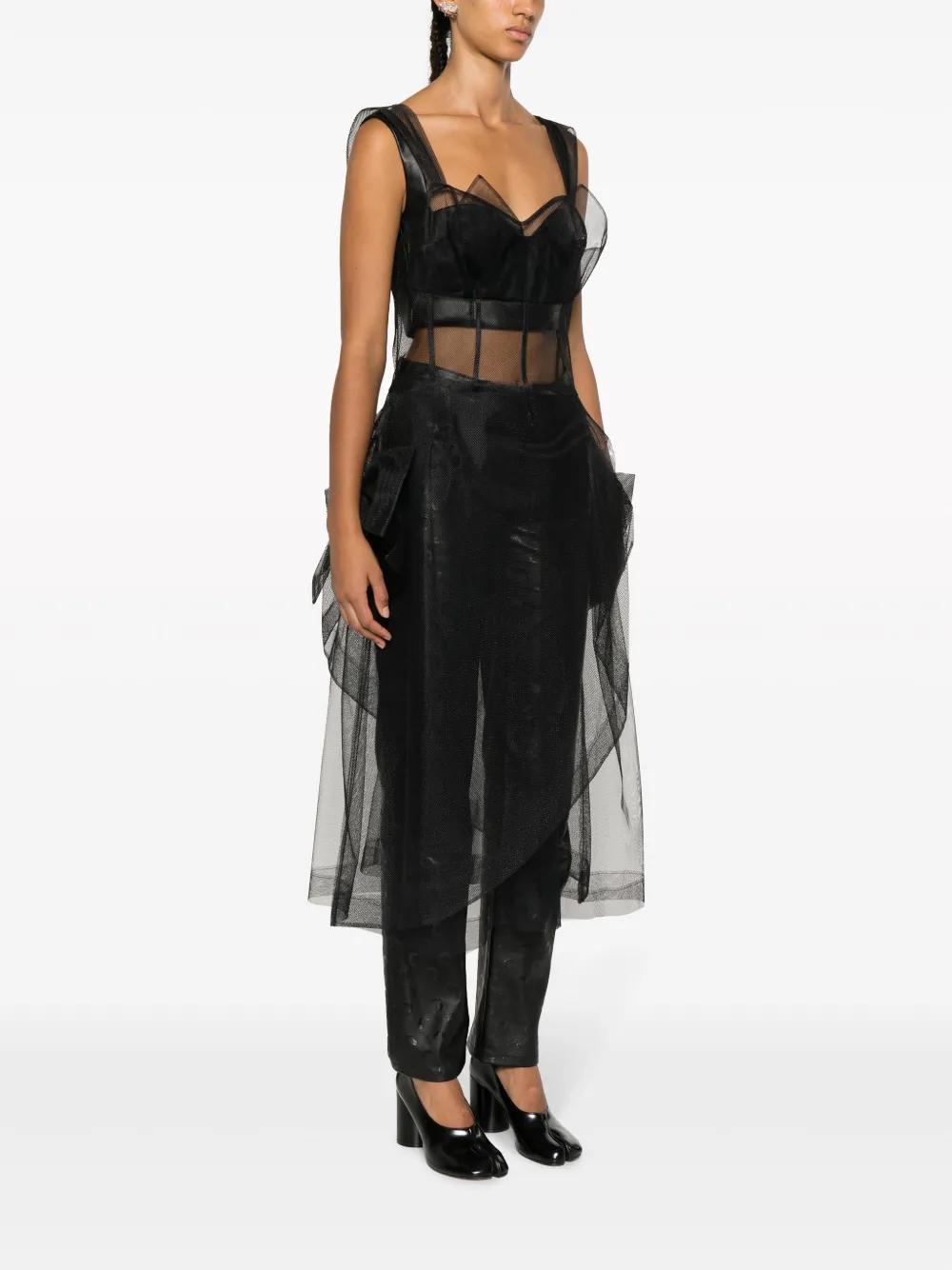 bow-appliqué tulle midi dress Product Image