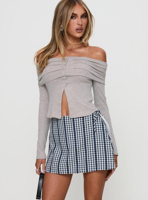 Gulliver Tie Side Mini Skort Navy Gingham Product Image