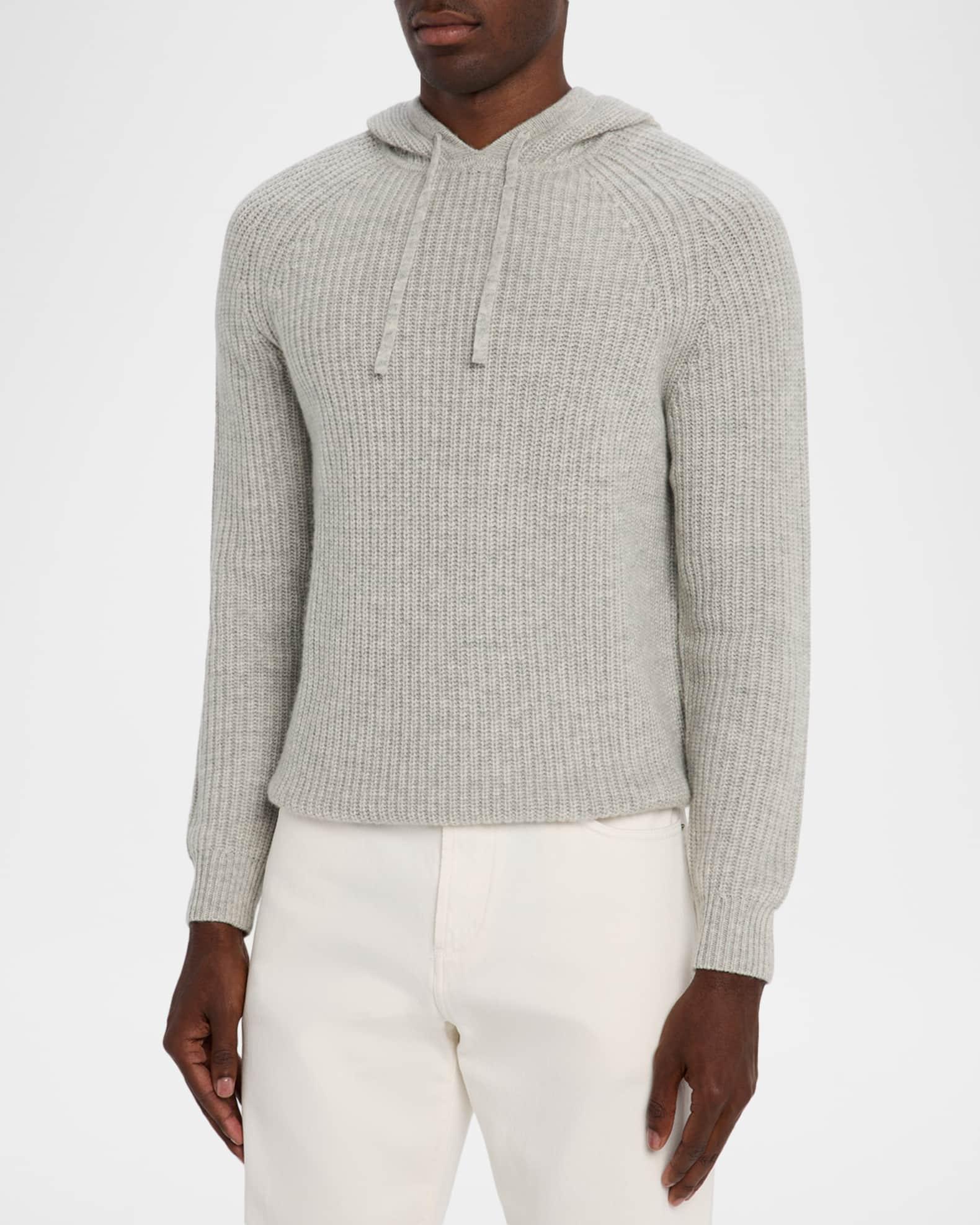 Men's Ribbed Wool and Cashmere Knit Hoodie Product Image