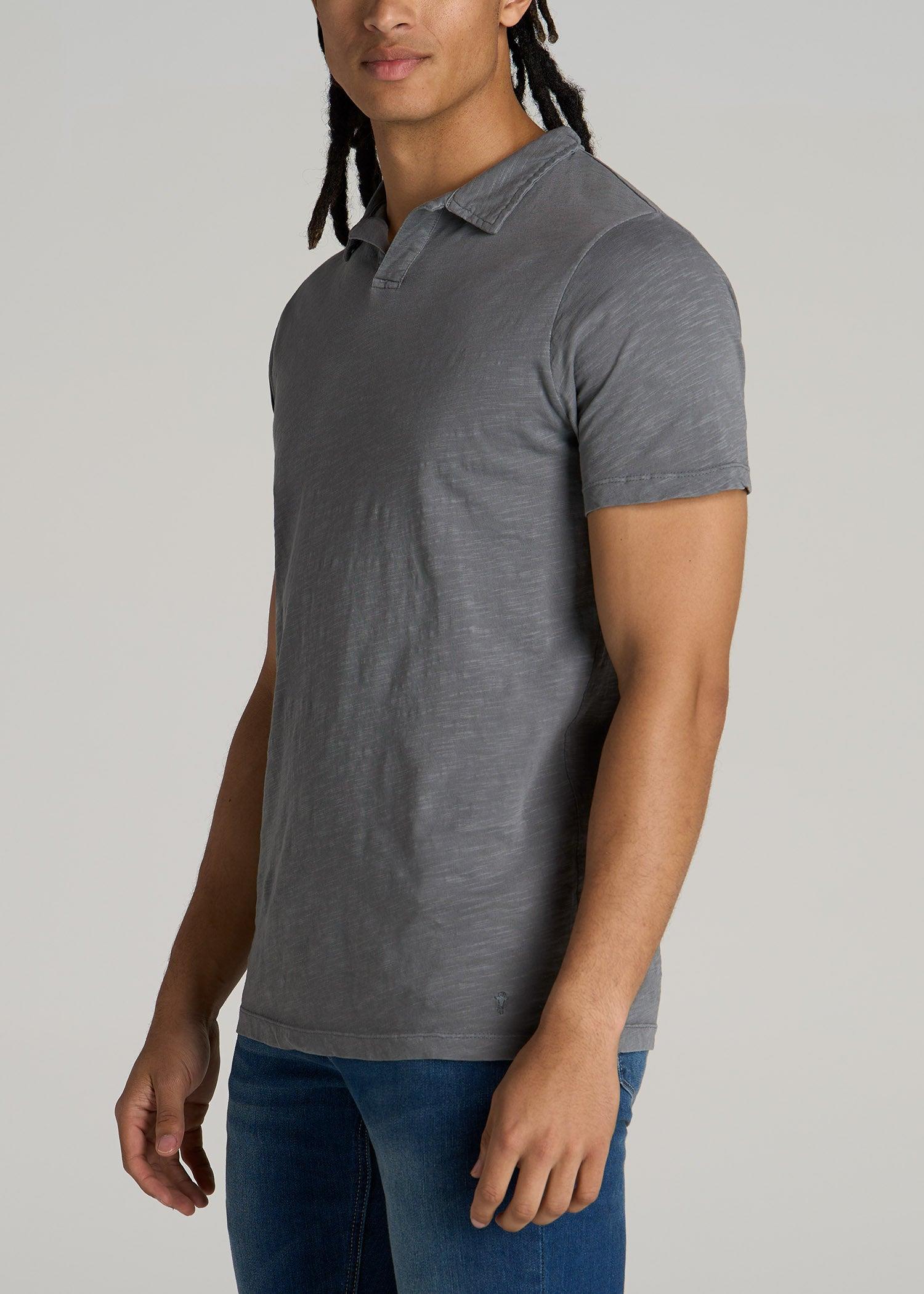 Slub Polo Shirt for Tall Men in Slate Male Product Image