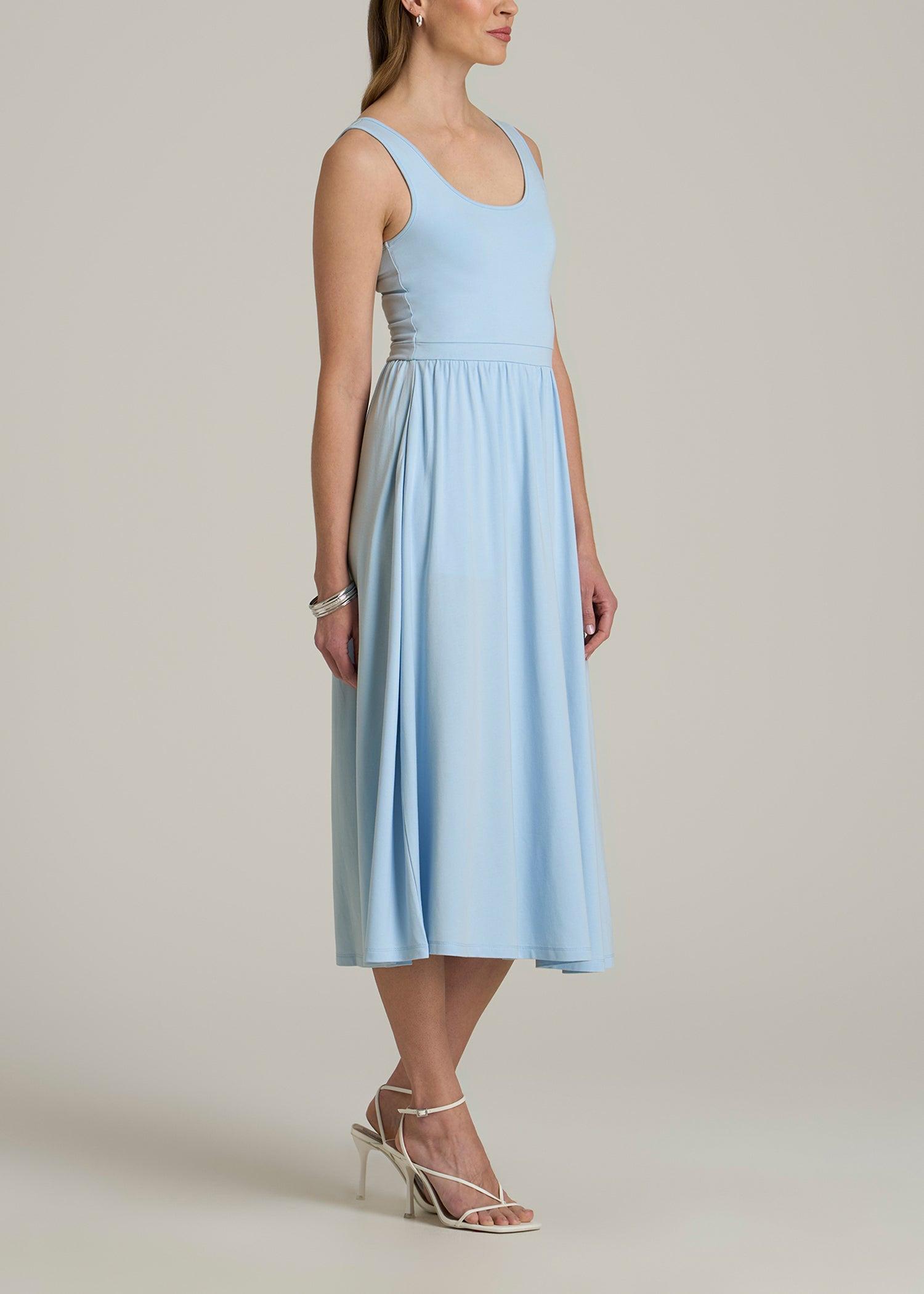 Jersey Tank Dress with Pockets for Tall Women in Ice Blue Female Product Image