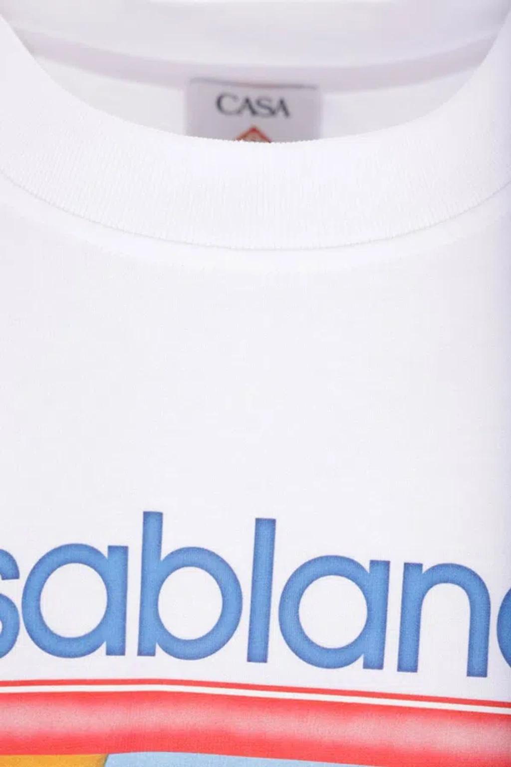 CASABLANCA Cotton Crew Neck T-shirt With Graphic Print In White Product Image