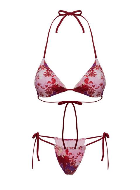 Jenner Tie Side Ruched Bikini Bottom Dusty Rose Product Image