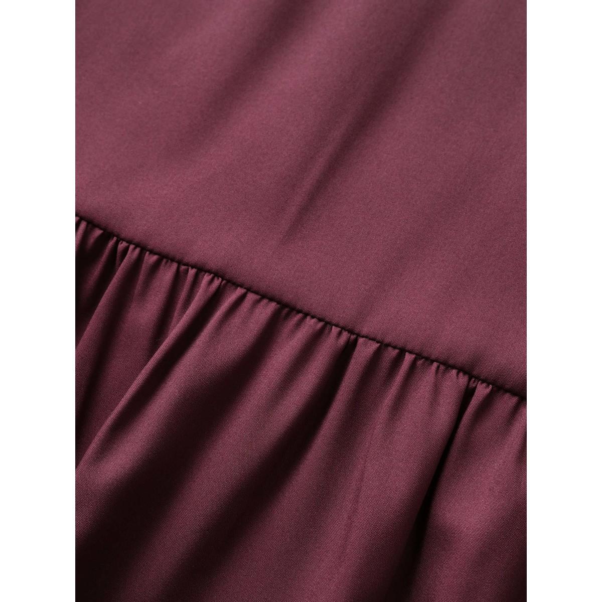 Plus Size Ombre Patchwork Ruffle Hem Pocket Skirt Women Eggplant Casual Patchwork No stretch Slanted pocket Everyday Skirts BloomChic 10/M Product Image