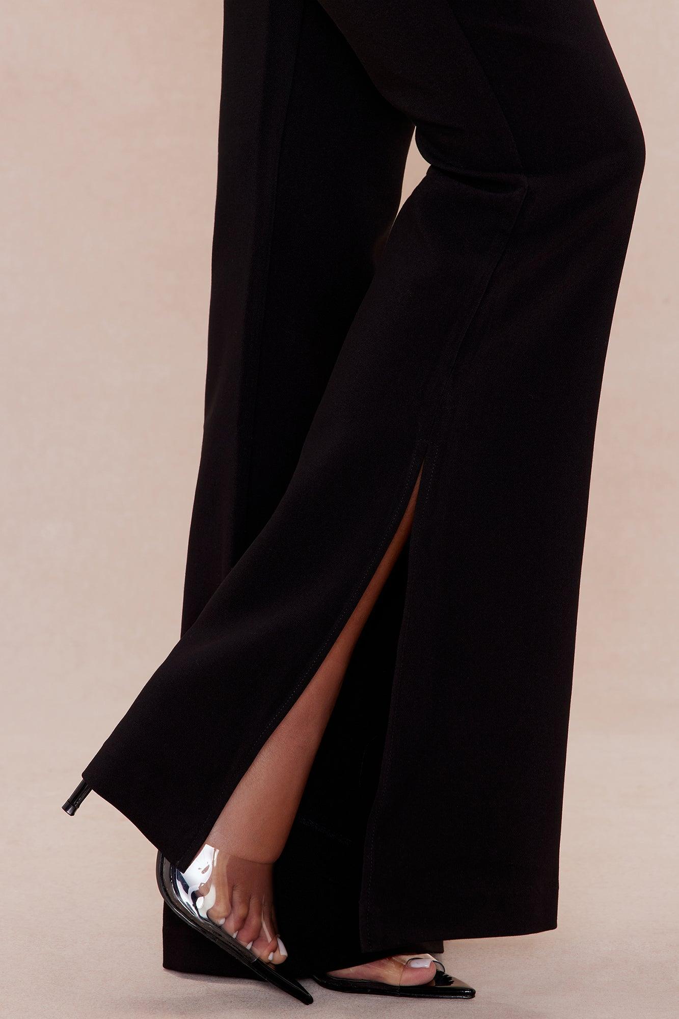 Daisy Cropped Blazer Suit Set - Black Product Image