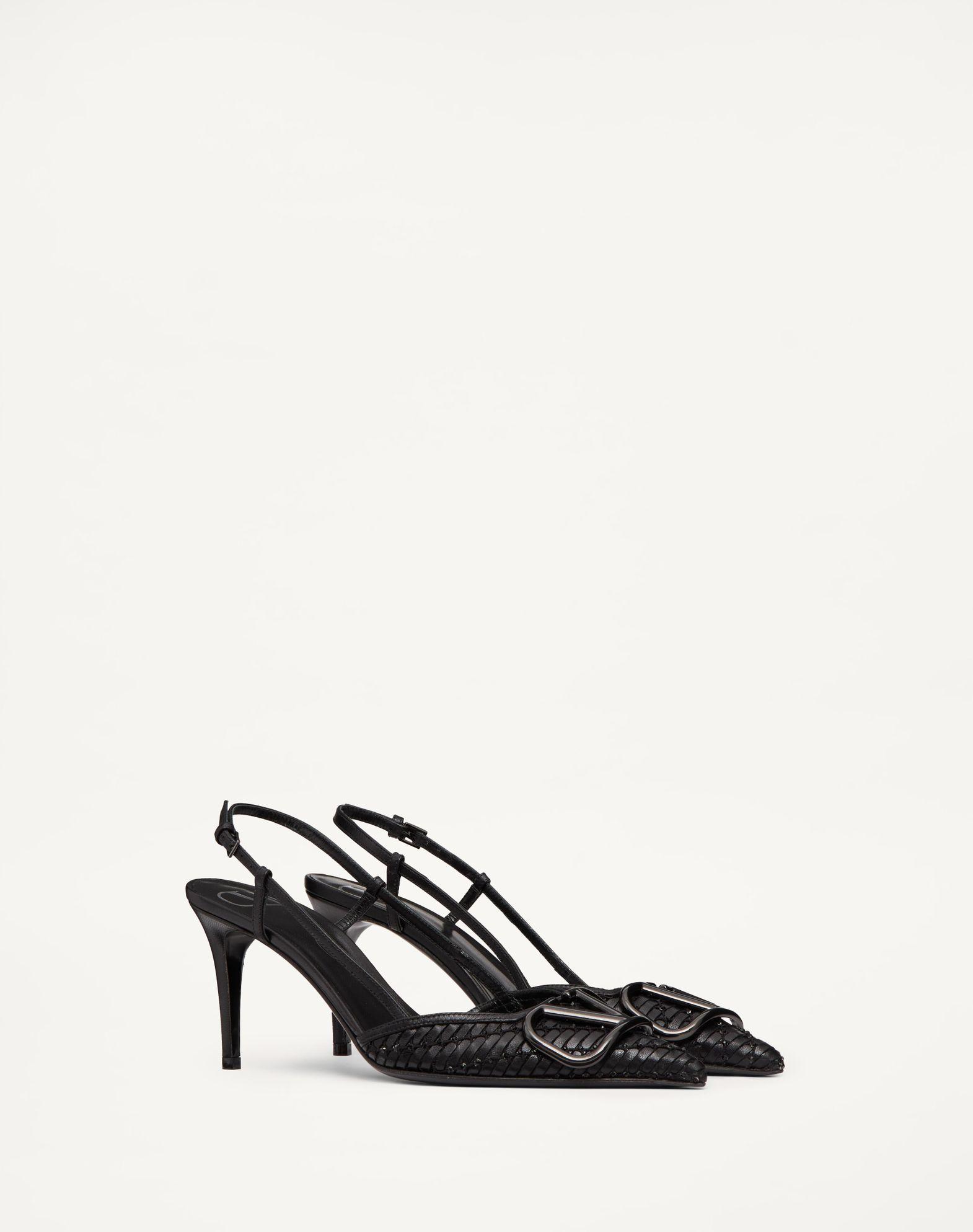 Vlogo Signature Slingback Pump In Woven Leather With 80Mm Crystals Product Image
