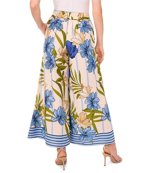 CeCe Woven Floral Print Wide Leg Pull-On Coordinating Pants Product Image
