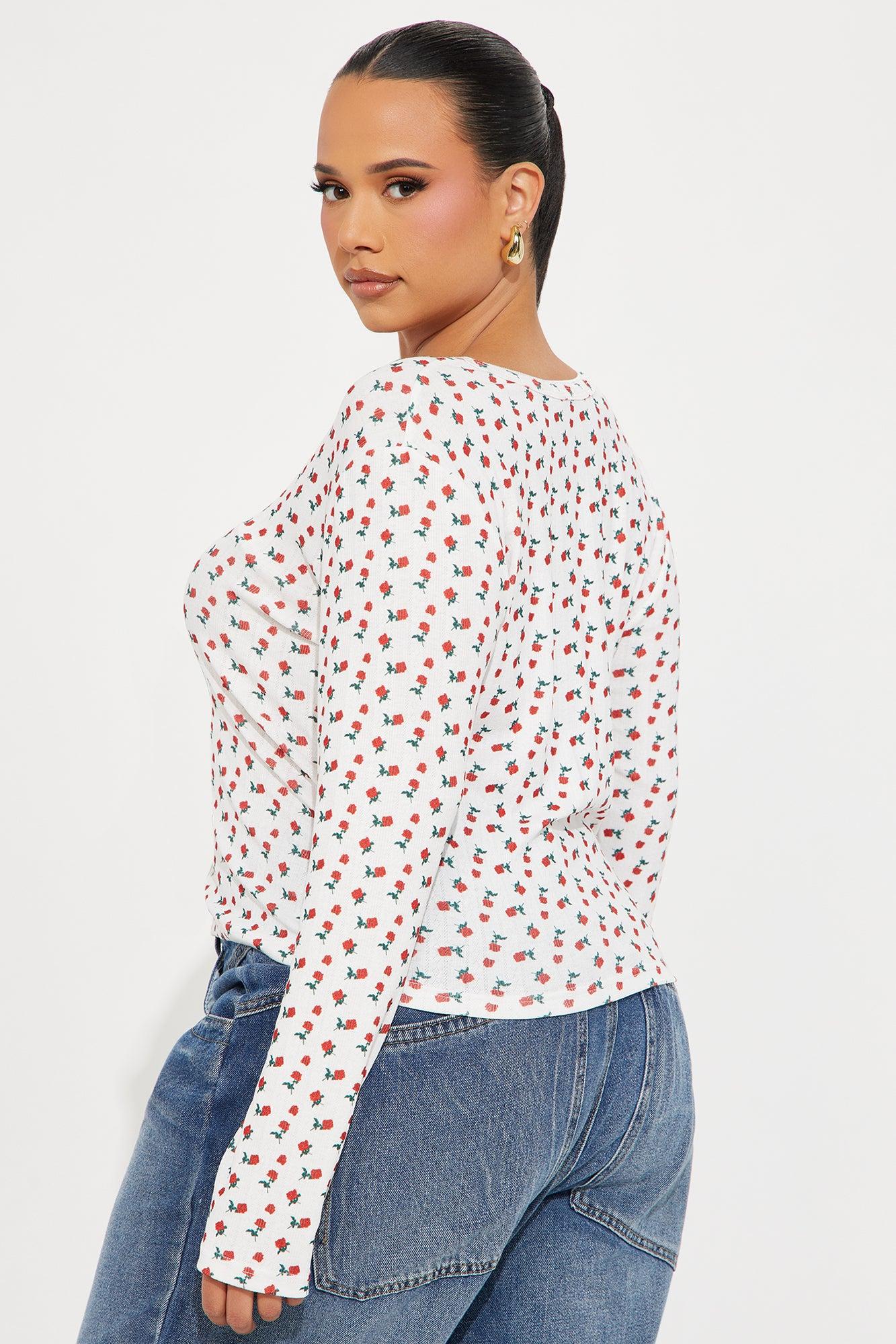Mia Ditsy Floral Button Front Top - White/combo Product Image