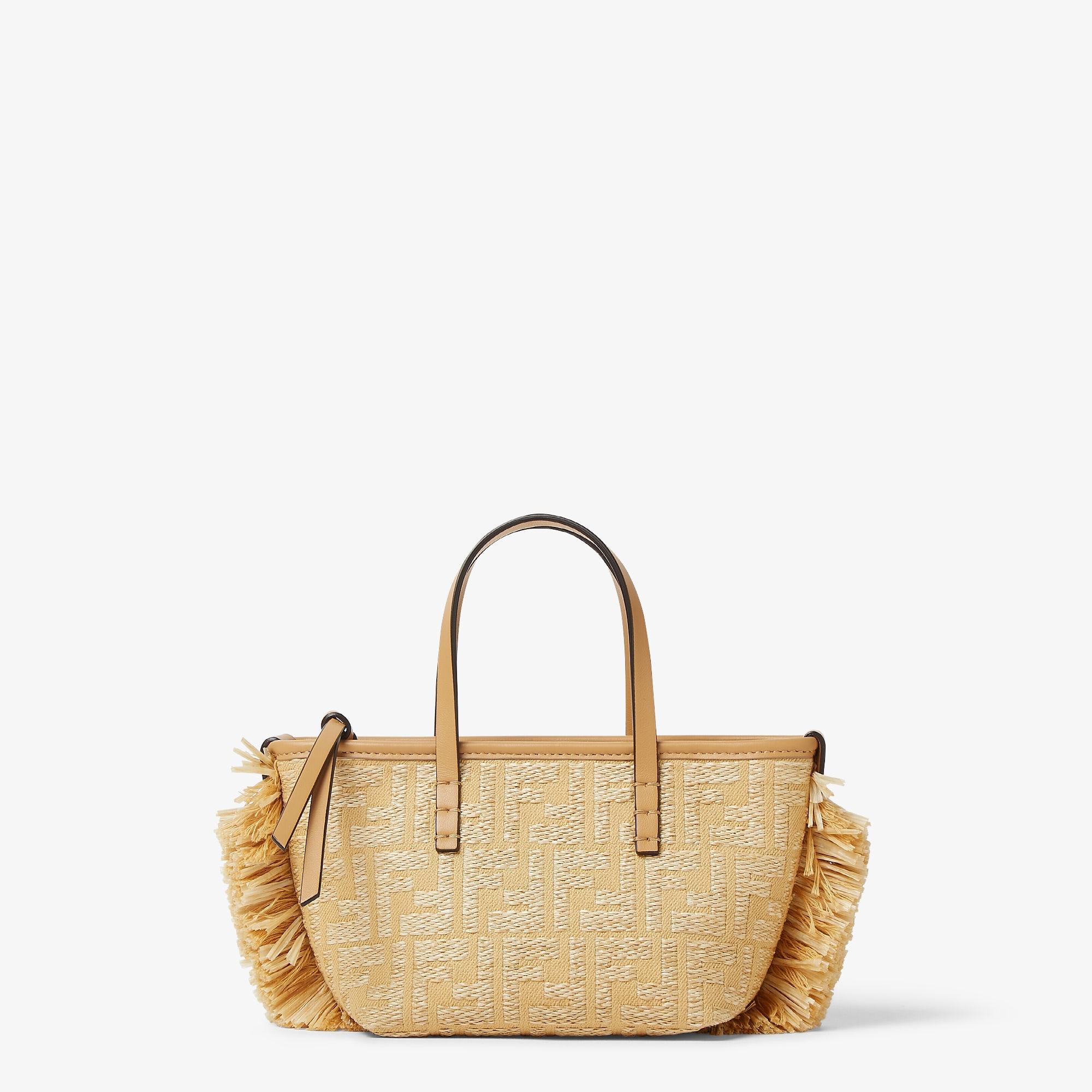 Mini RollJacquard fabric mini-bag with raffia FF Product Image