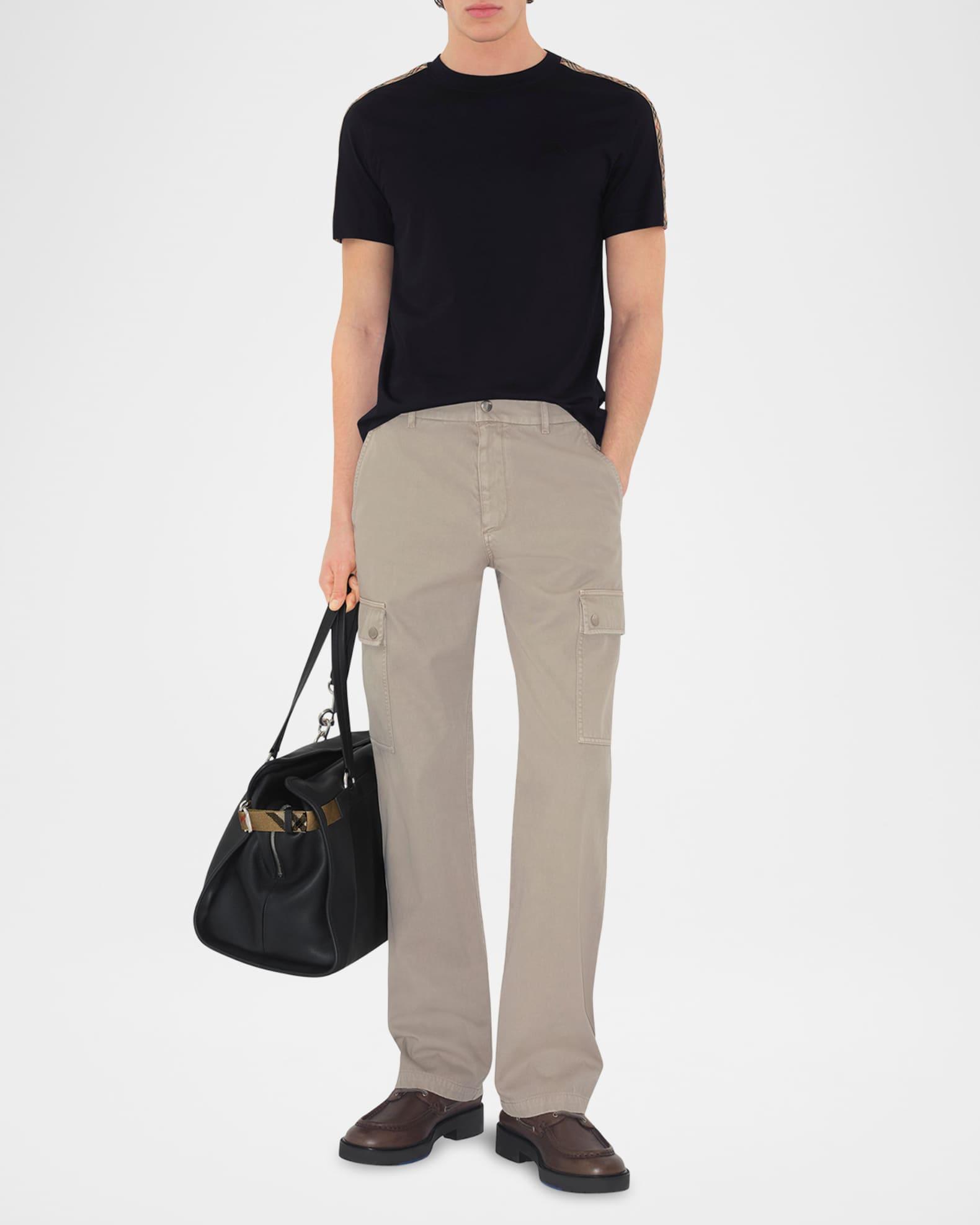 Men's Check-Trim Cotton T-Shirt Product Image