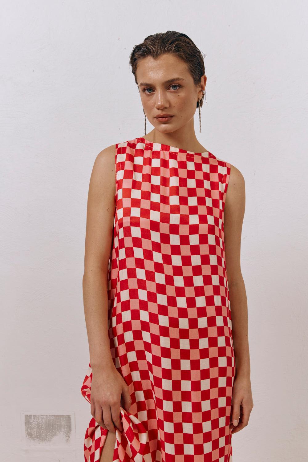 Sacha Smock Midi Dress Check Product Image