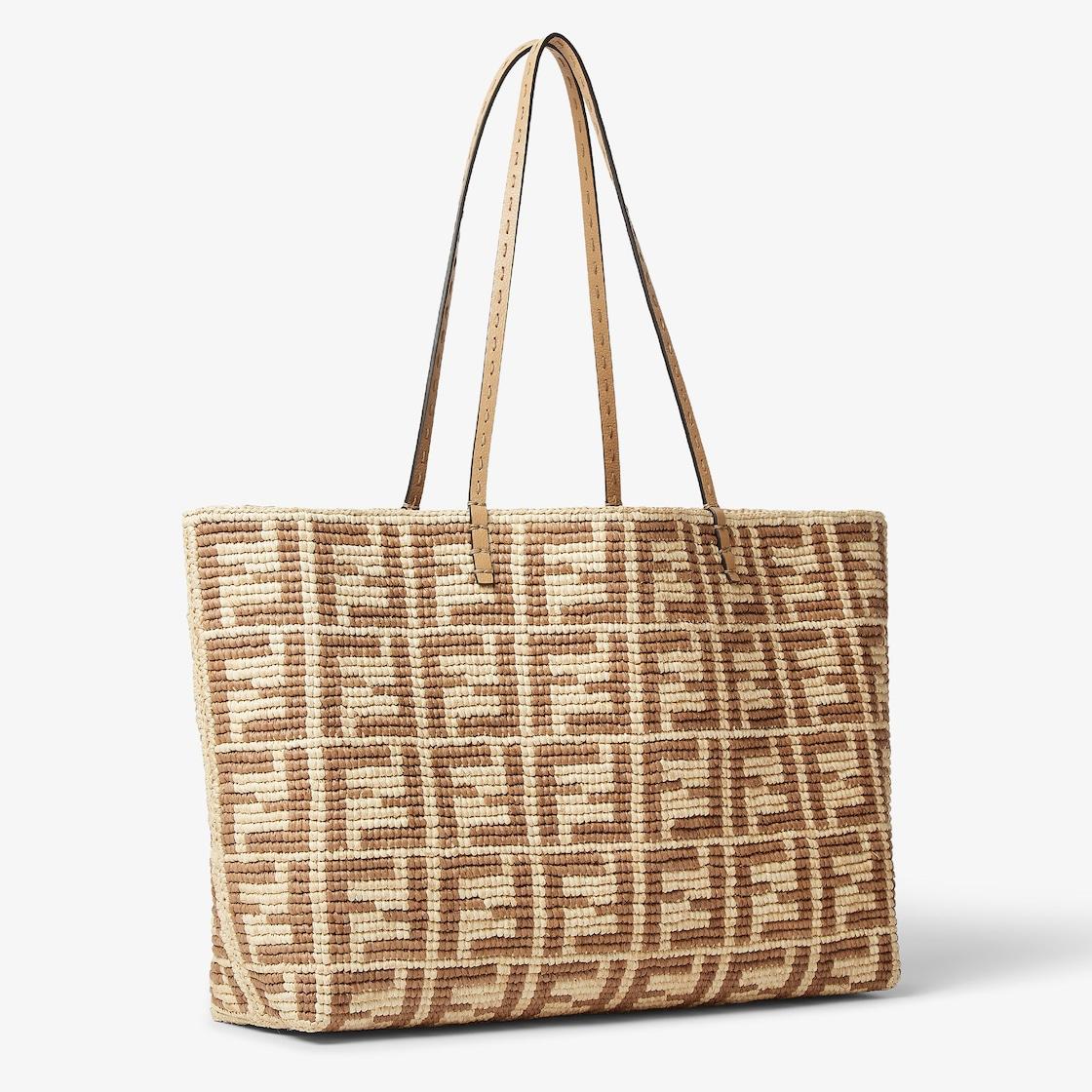 Roll LargeBeige FF raffia crochet shopper Product Image