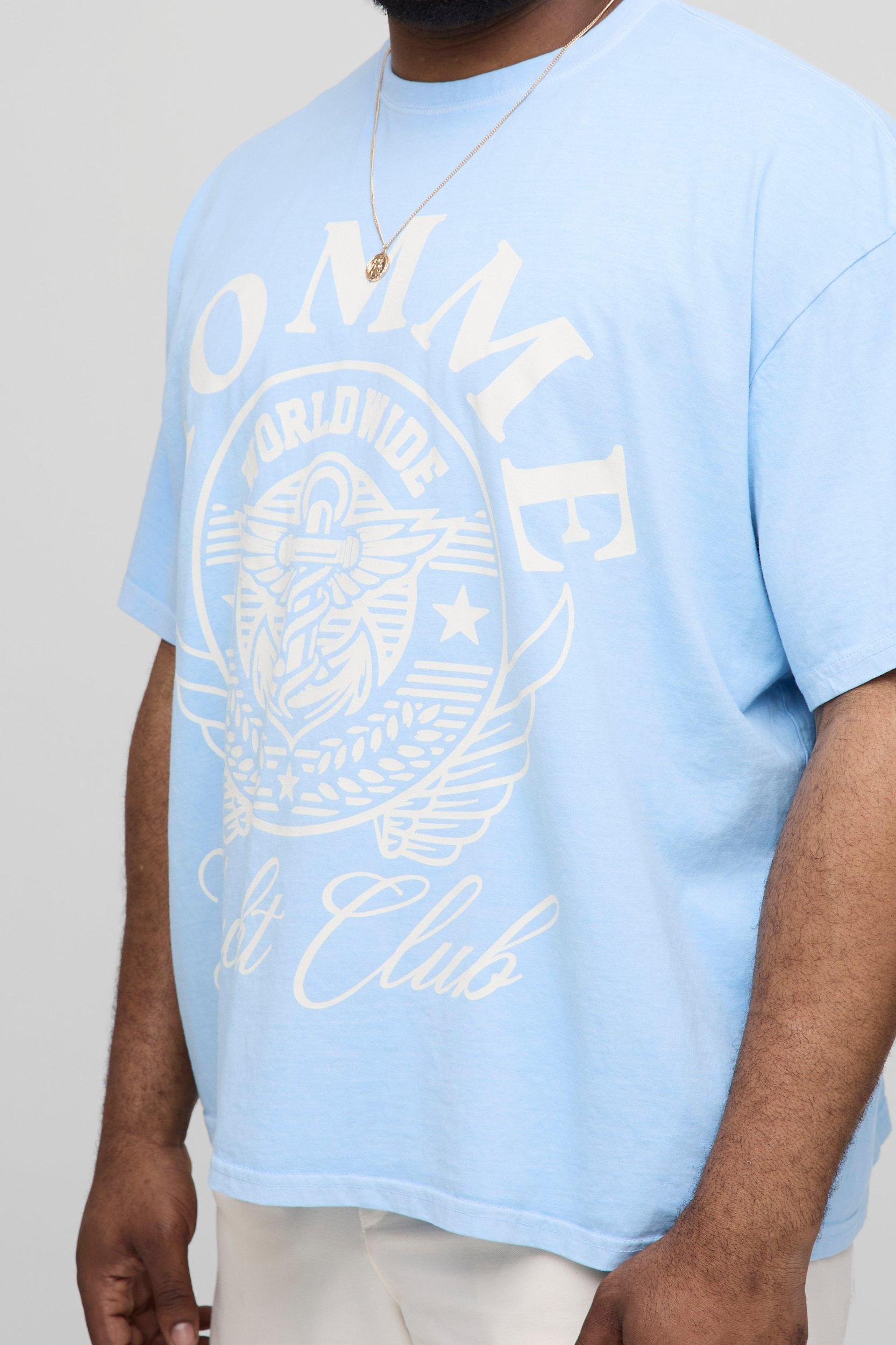 Plus Oversized Homme Varsity Print Overdye T-Shirt | boohooMAN USA Product Image
