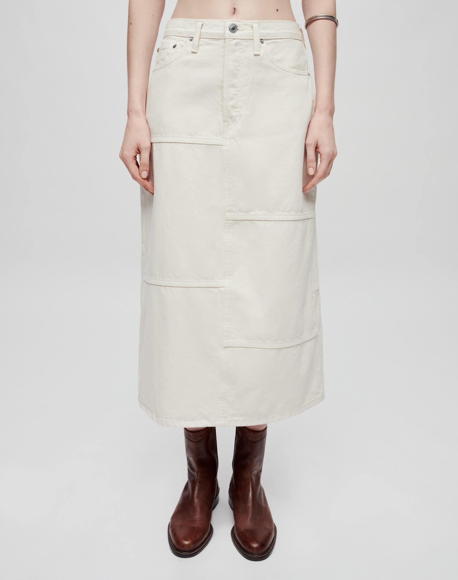 Mid Rise Seamed Skirt - Vintage White Female Product Image