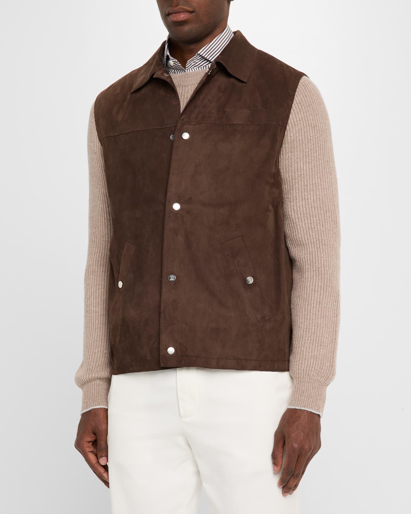 Men's Suede Snap-Front Vest Product Image