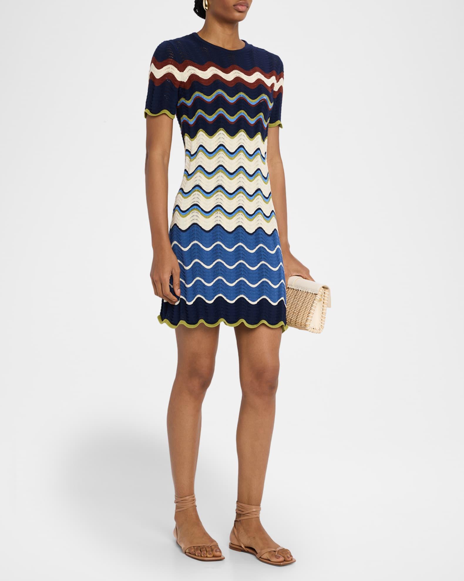 Leighton Short-Sleeve Wavy Knit Midi Dress Product Image