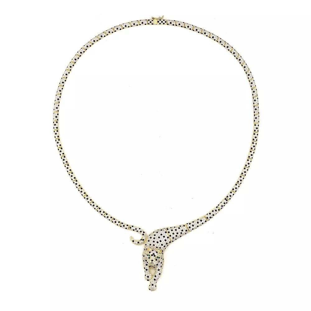 Ivy Sharpe Gold Over Brass Cubic Zirconia Panther Necklace, Women's, Size: 7.25", Gold Tone Product Image