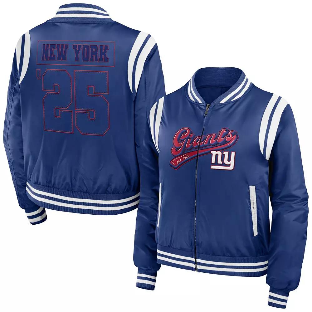 Women's WEAR by Erin Andrews Royal New York Giants Bomber Full-Zip Jacket,  Product Image