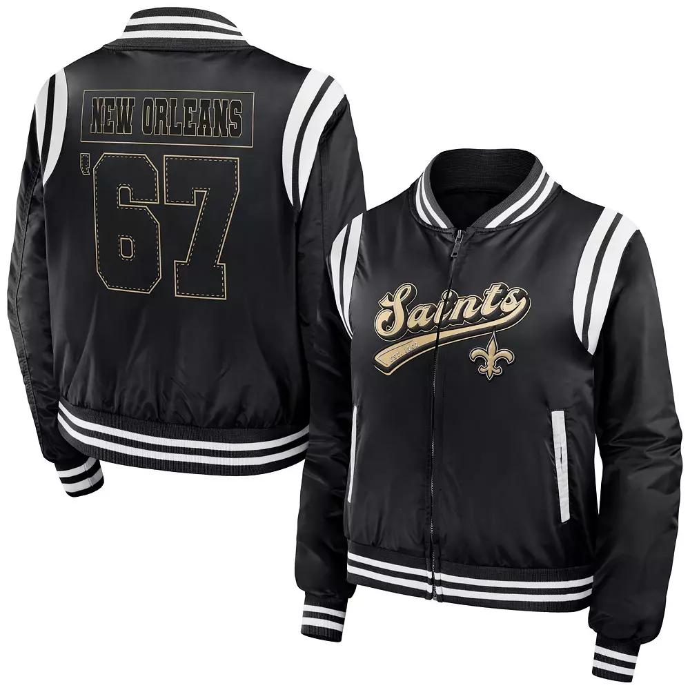 Women's WEAR by Erin Andrews Black New Orleans Saints Bomber Full-Zip Jacket,  Product Image