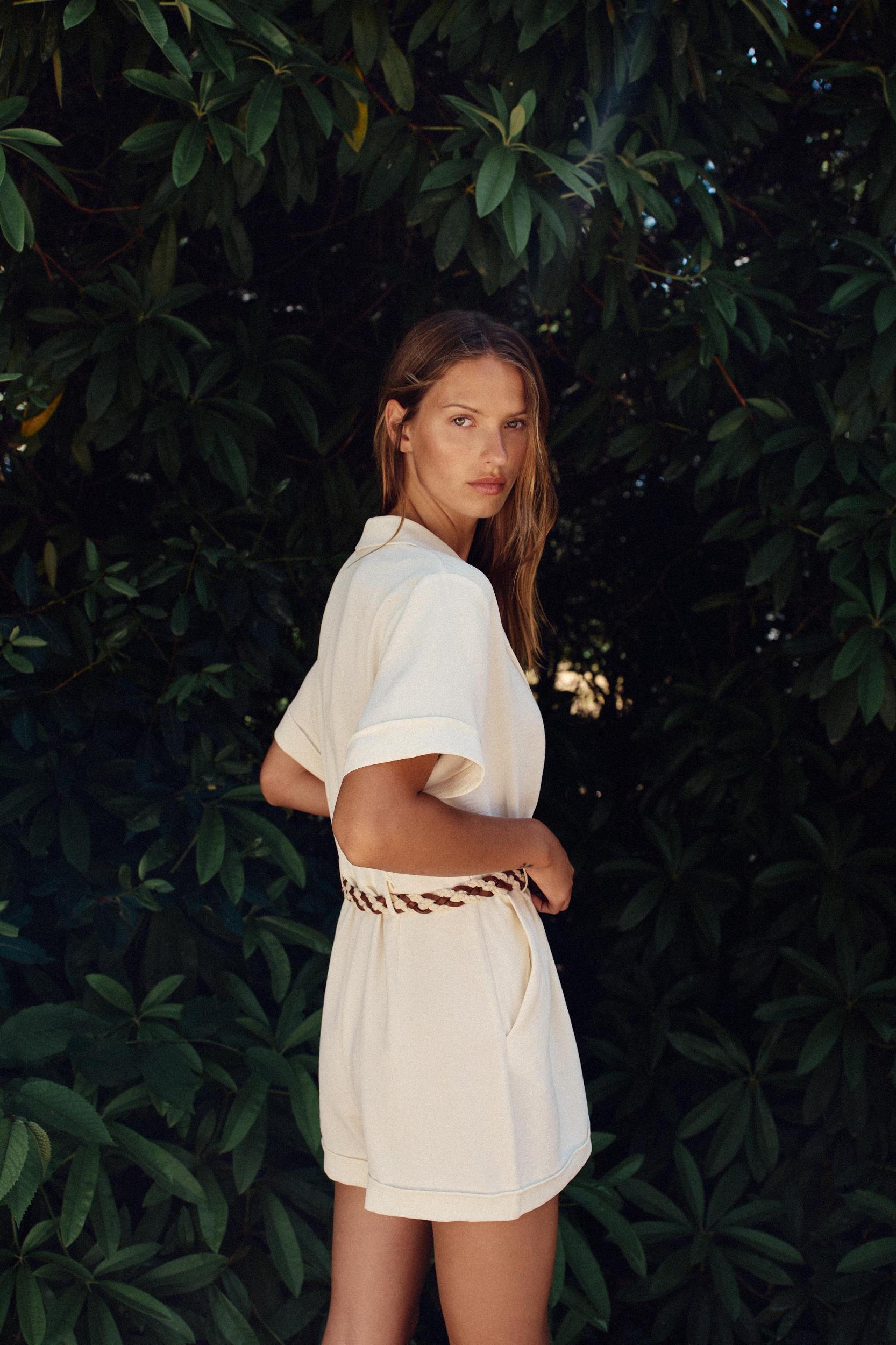 BRAIDED BELT SHORT JUMPSUIT Product Image