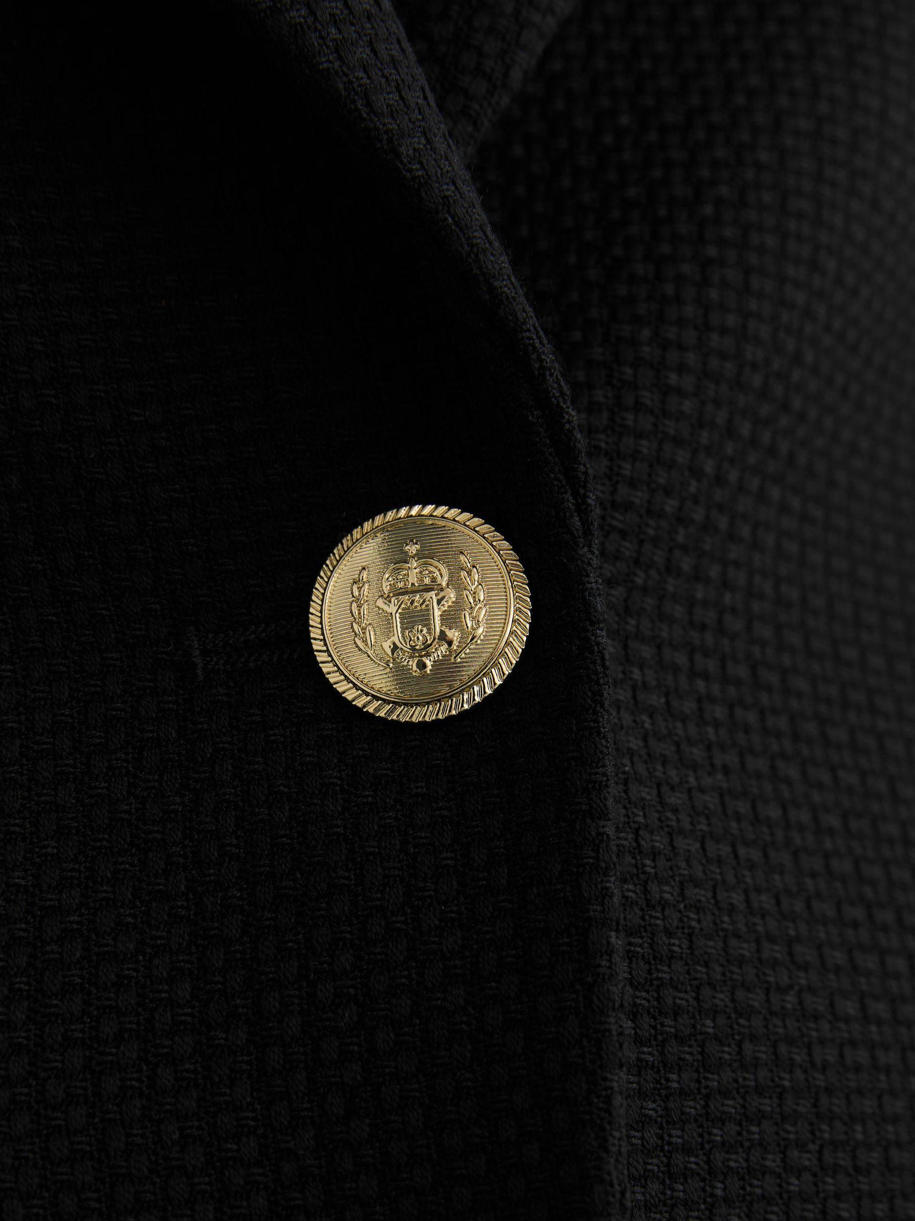 Petite Wool-Blend Textured Single-Breasted Blazer in Black Product Image