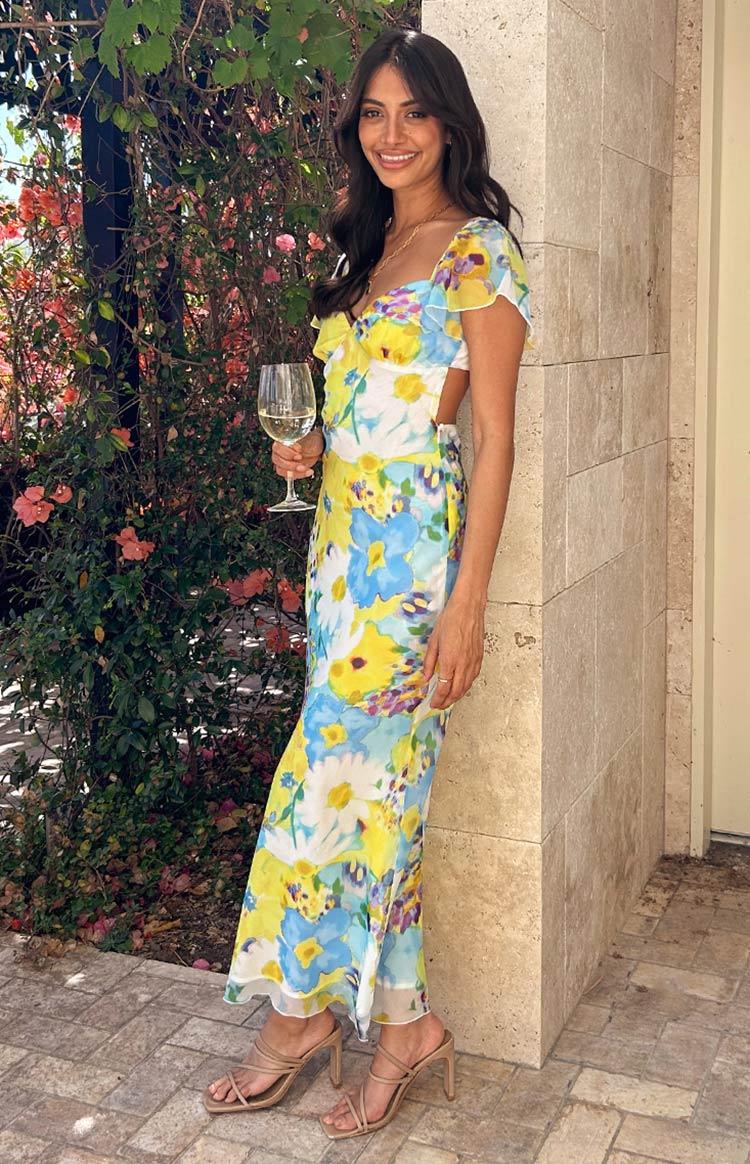 Raymi Blue Floral Chiffon Maxi Dress Baby Product Image